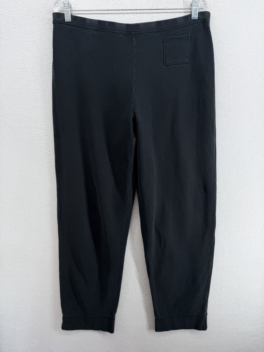EILEEN FISHER Pants L Heavy Brushed Jersey Cotton Tapered Pull On Black